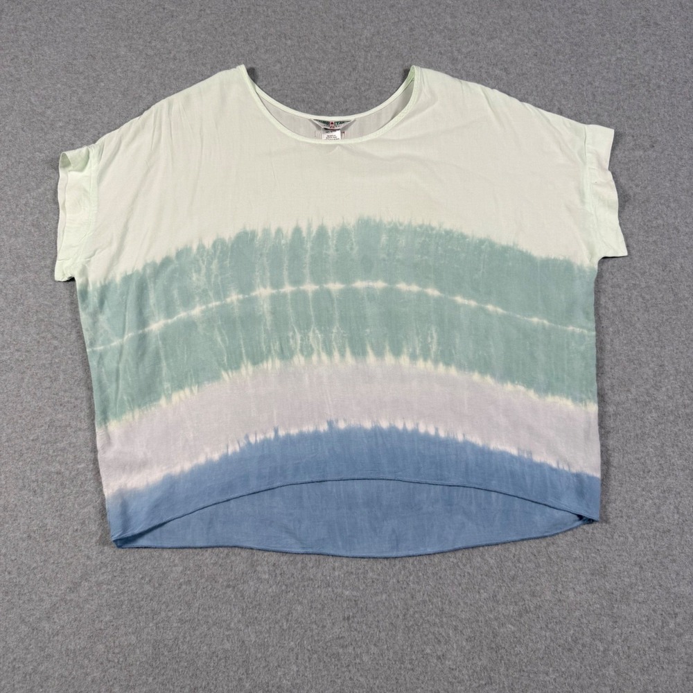 Hard Tail Forever Womens XS Tie Dye Festival Oversized High Low Top Blue Green